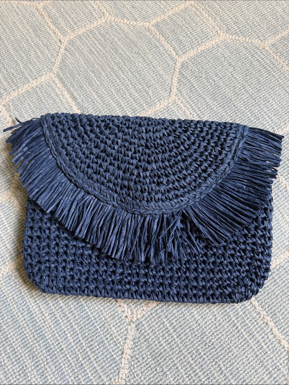 Handwoven Navy Fringe Clutch - Women Bags